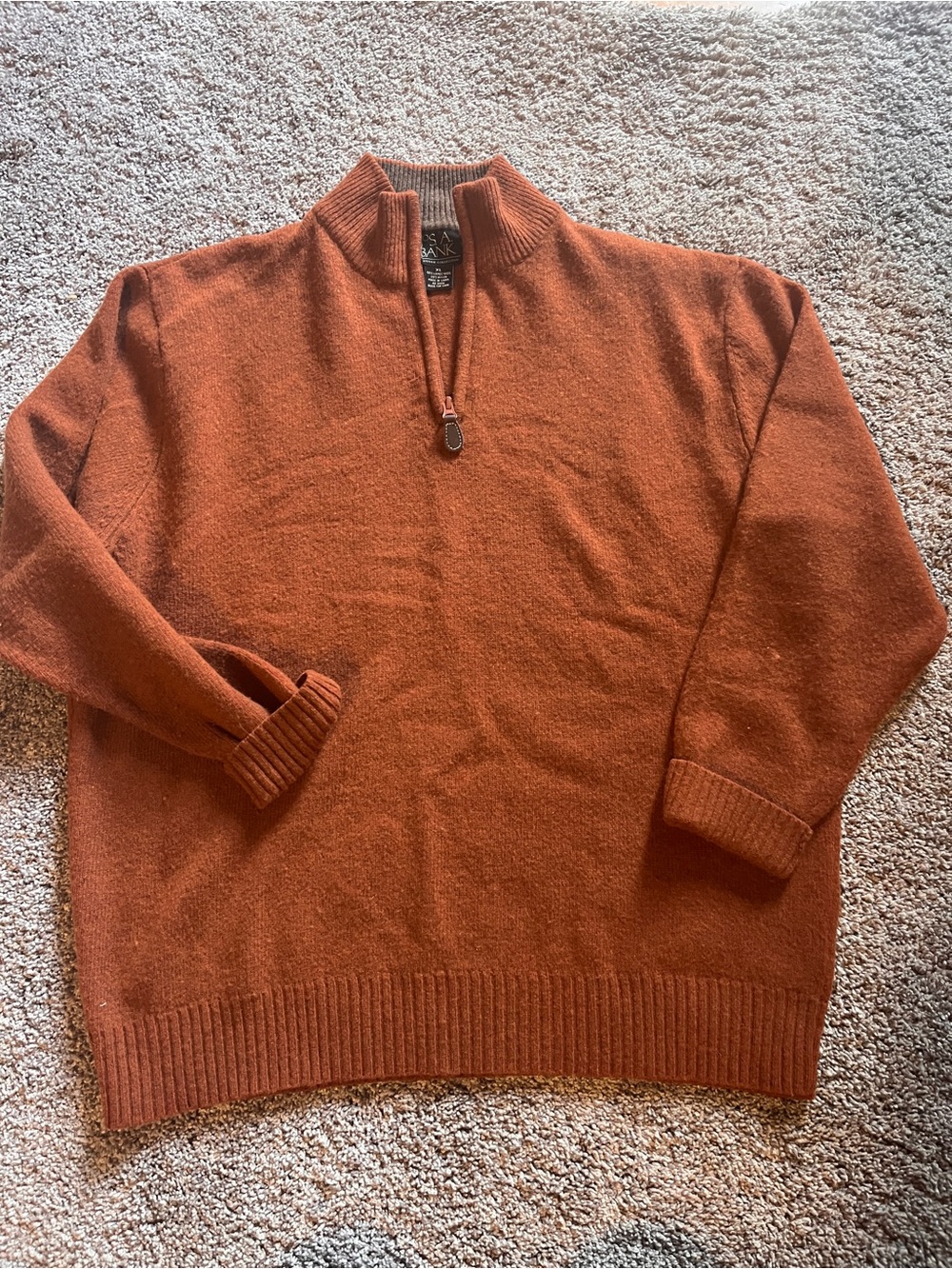 Jos. A. Bank Men's Rust Orange Quarter-Zip Sweater